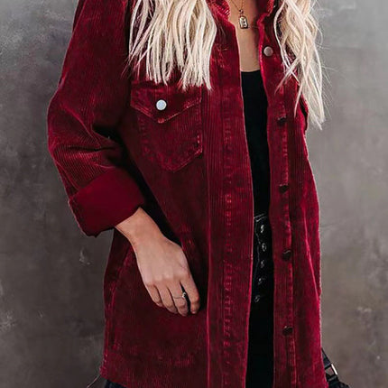 Women's Corduroy Lapel Button Loose Casual blouse