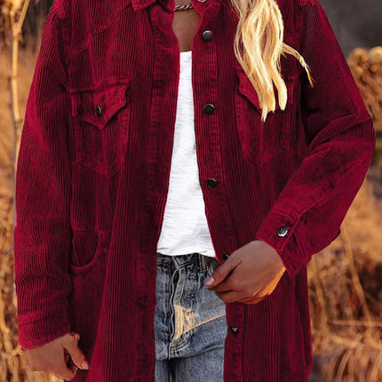 Women's Corduroy Lapel Button Loose Casual blouse