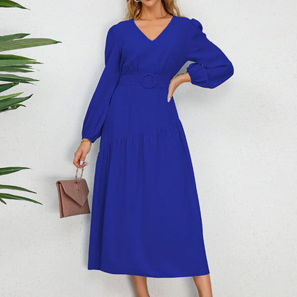 Women's V-neck strappy pleated dress