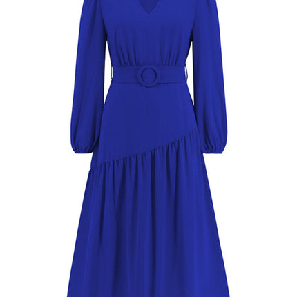 Women's V-neck strappy pleated dress