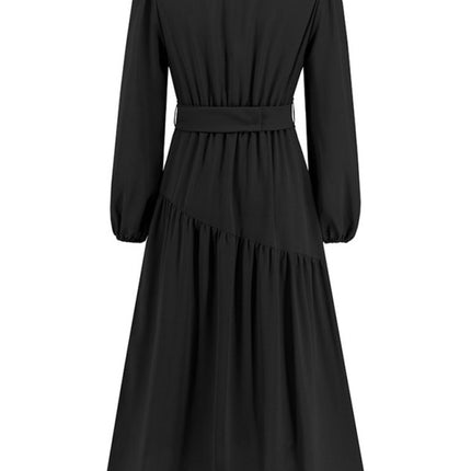 Women's V-neck strappy pleated dress