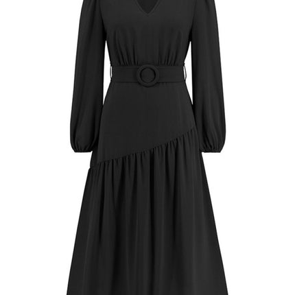 Women's V-neck strappy pleated dress