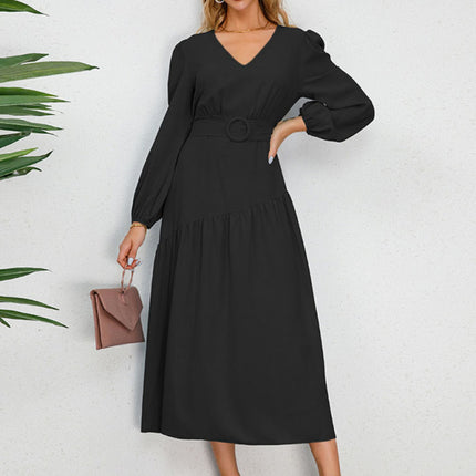 Women's V-neck strappy pleated dress