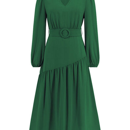 Women's V-neck strappy pleated dress