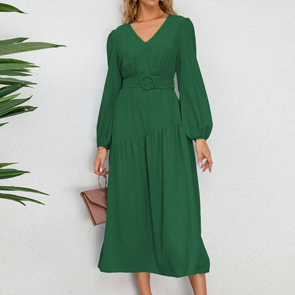 Women's V-neck strappy pleated dress