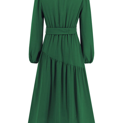 Women's V-neck strappy pleated dress