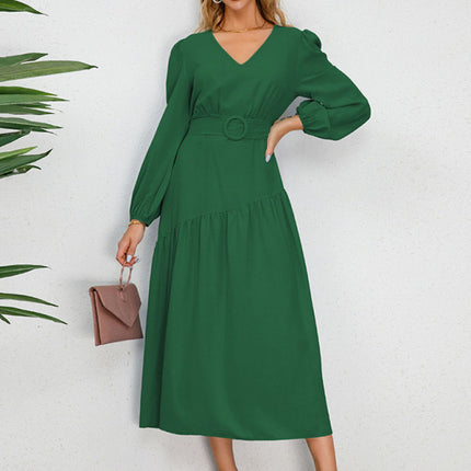 Women's V-neck strappy pleated dress