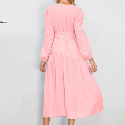 Women's V-neck strappy pleated dress