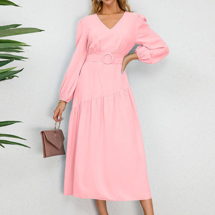 Women's V-neck strappy pleated dress