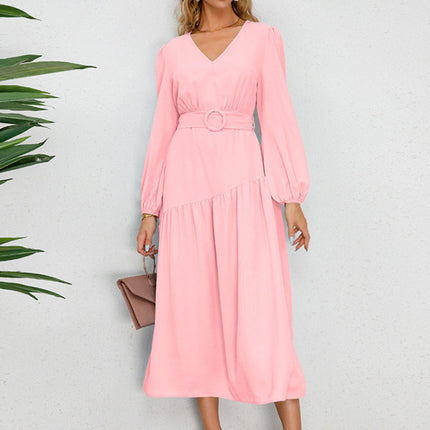 Women's V-neck strappy pleated dress