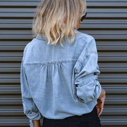 Women's Casual Versatile Double Pocket Loose Shirt