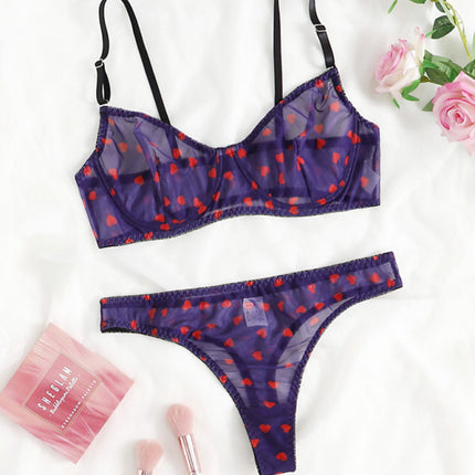 New sexy love mesh sexy underwear set