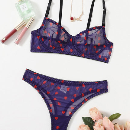 New sexy love mesh sexy underwear set