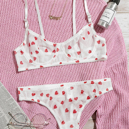 New sexy love mesh sexy underwear set