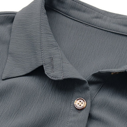 Women's Button Long Sleeve Solid Color Shirt Dress