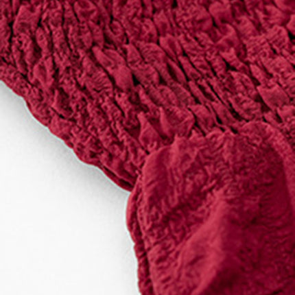 Women's pleated solid color long-sleeved dress