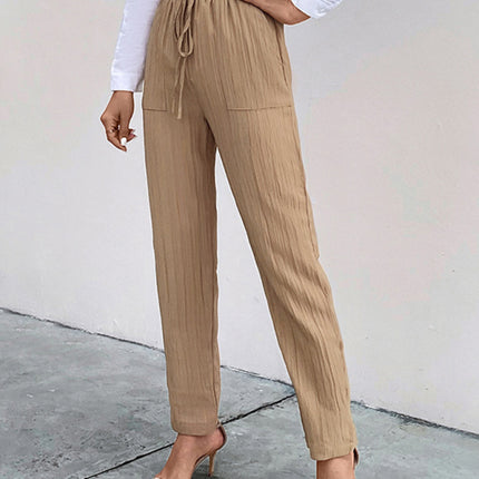 Casual elastic waist pleated women's pants
