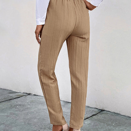 Casual elastic waist pleated women's pants
