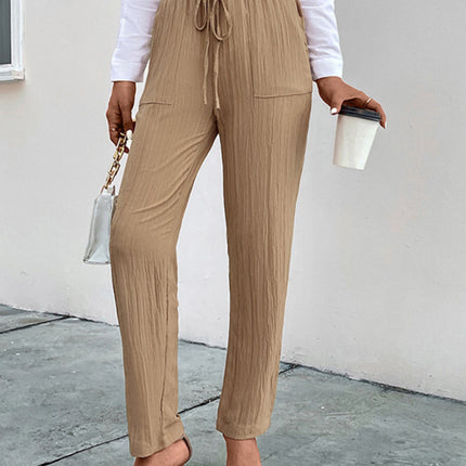 Casual elastic waist pleated women's pants