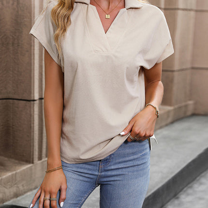 Women's short sleeve solid color tops