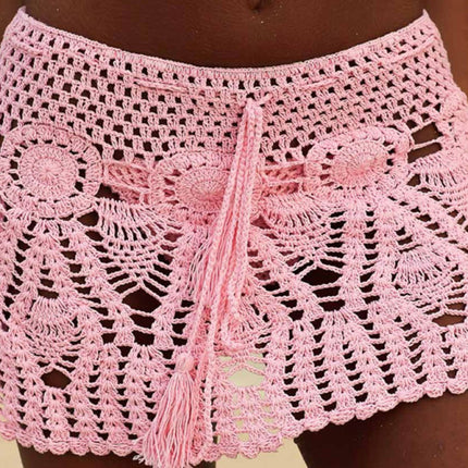 Handmade Crochet Beach Skirt Bikini Cover Up  two piece set