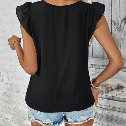 New style women's casual color block V-neck top