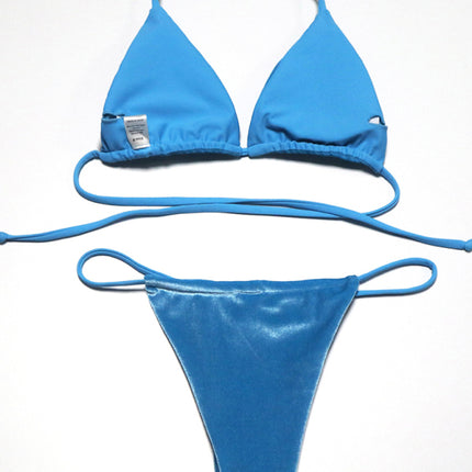 women's bikini gold velvet solid color swimsuit