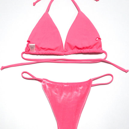 women's bikini gold velvet solid color swimsuit