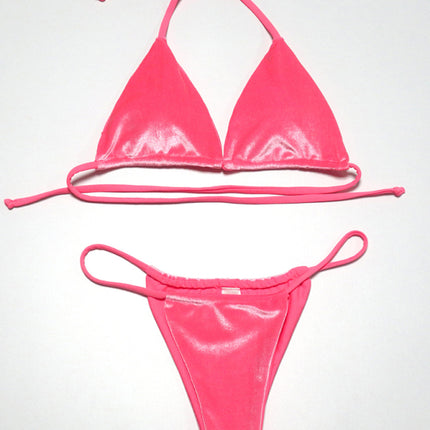 women's bikini gold velvet solid color swimsuit