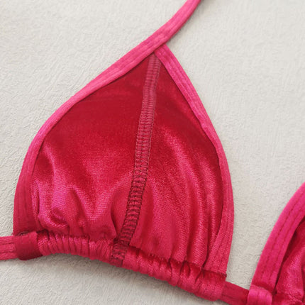 Women's gold velvet sexy and elegant strappy bikini