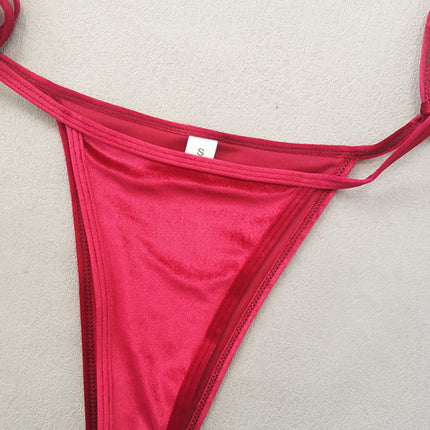 Women's gold velvet sexy and elegant strappy bikini