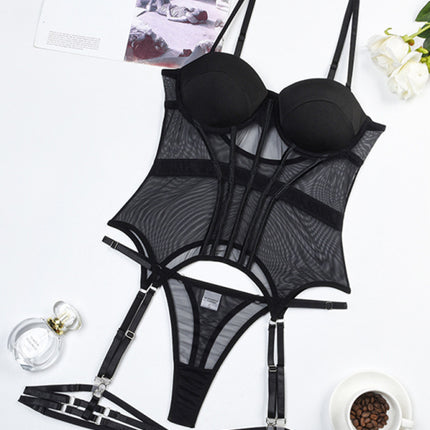 New style comfortable mesh breathable body shaping split suit steel ring gathered with leg loops