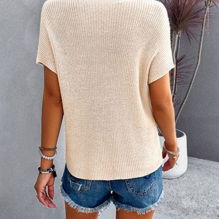 Women's new style casual solid color short-sleeved turtleneck sweater