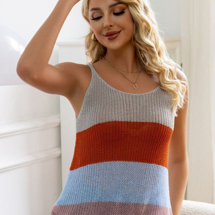 Women's new casual multi-color suspender woolen vest top