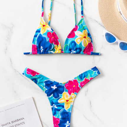 New bikini floral print three-piece set (with skirt)