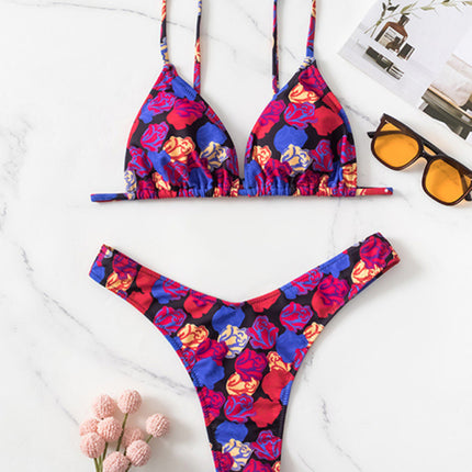 New bikini floral print three-piece set (with skirt)