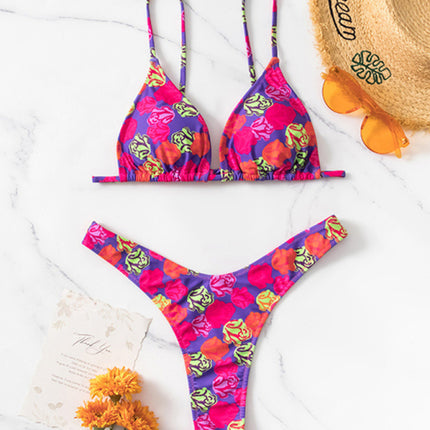 New bikini floral print three-piece set (with skirt)