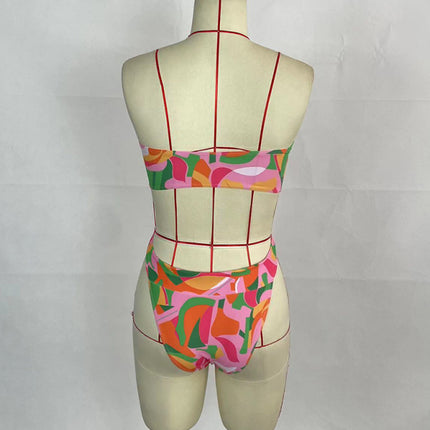 Women's sexy printed belted one-piece bikini