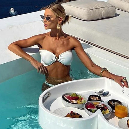 New bikini tube top sexy solid color metal split swimsuit