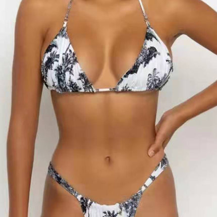 New women's strappy solid color padded push up bikini