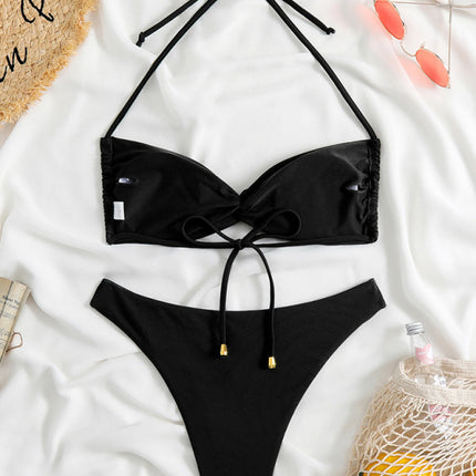 New women's adjustable strap sexy leopard print bikini two-piece set