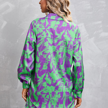 Women's Casual Fashion Long Sleeve Shorts Solid Color/Print Suit