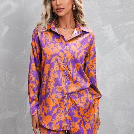 Women's Casual Fashion Long Sleeve Shorts Solid Color/Print Suit