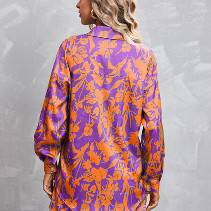 Women's Casual Fashion Long Sleeve Shorts Solid Color/Print Suit