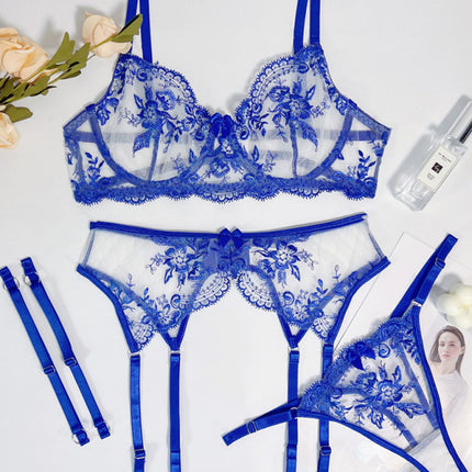 New Sexy Embroidered Perspective Belt Hollow Sex Suit