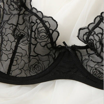 New temptation three-point thin hollow bra sexy underwear set