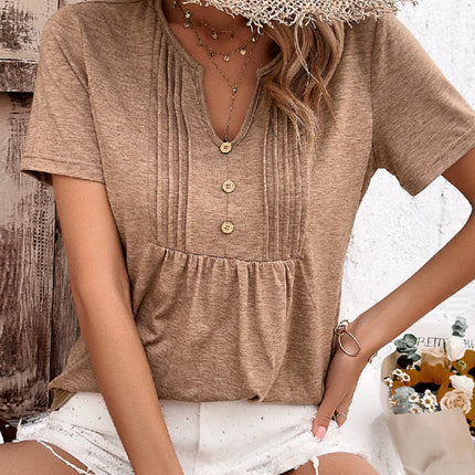 Women's casual solid color short-sleeved T-shirt tops