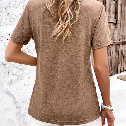 Women's casual solid color short-sleeved T-shirt tops