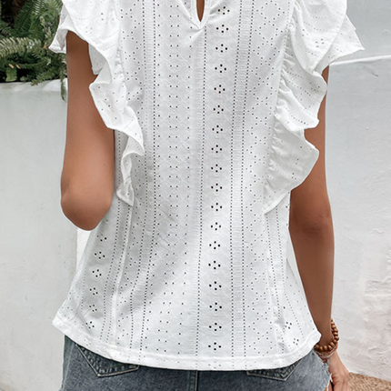 Fashion Women's Ruffled White Casual Shirt