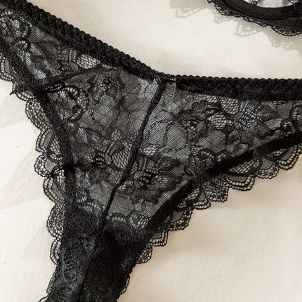 New Lace Trim Leopard Print Breathable Bra Set